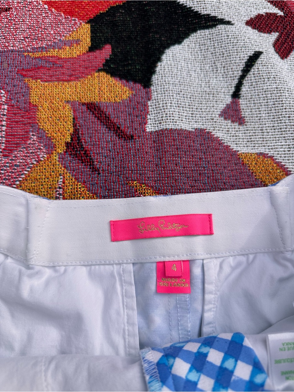 Lilly Pulitzer Gretchen High-Rise Shorts Double Checking Boca Blue - Picture 2 of 5